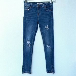 Zara Z1975 Women Step Hem‎ Skinny Jeans Distressed